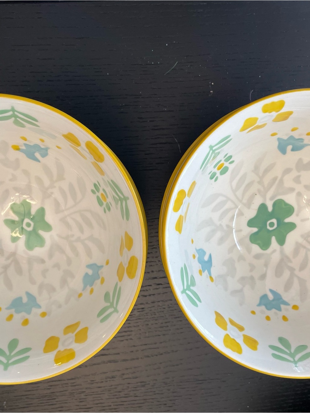 Threshold Floral Ceramic Bowls in Yellow, Mint & Sky Blue - set of 4